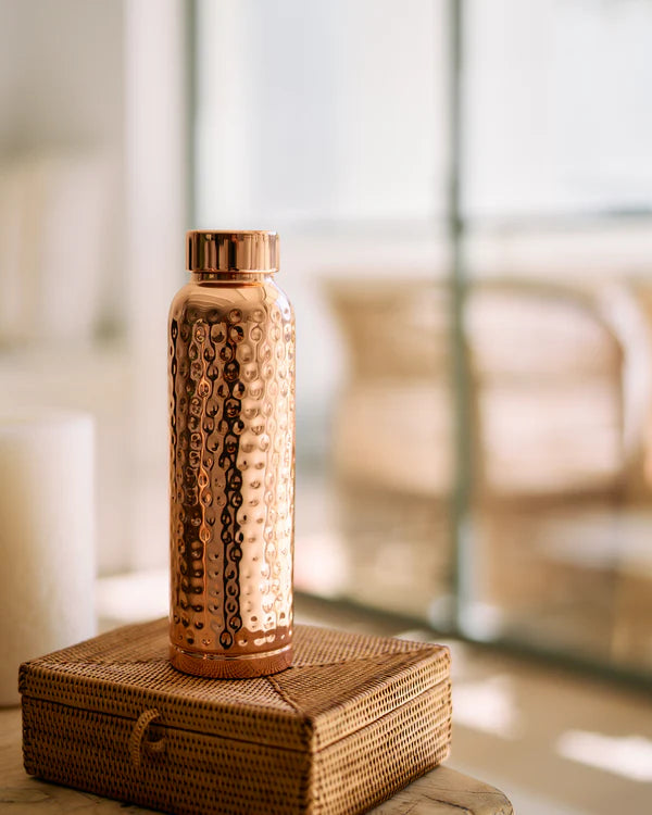 Hammered Pure Copper Water Bottle – 950ml | Handcrafted & Ayurvedic