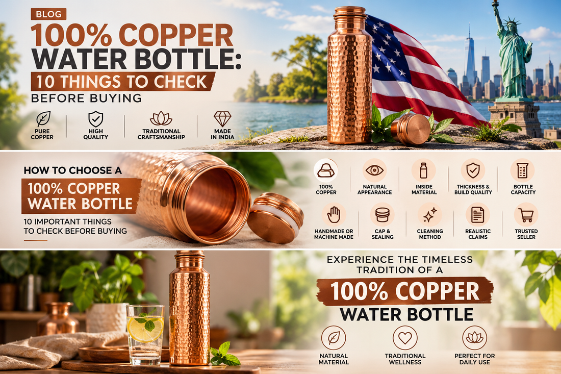 100% Copper Water Bottle: 10 Things to Check Before Buying - Copperpureship