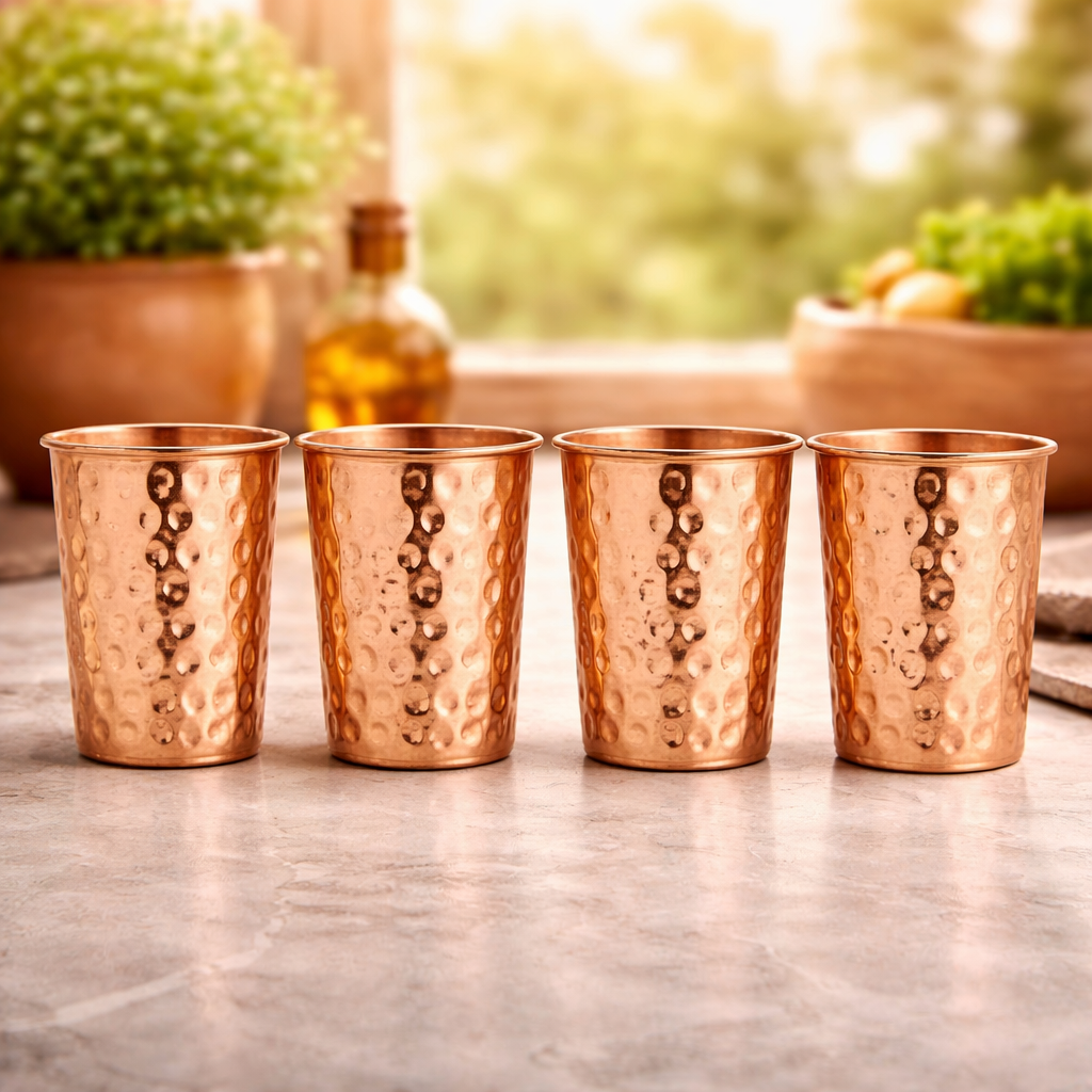 Premium Hand-Hammered 5 Liter 99.99% Pure Copper Water Dispenser with 4 Glasses – Luxury Drinking Set | CopperPureShip