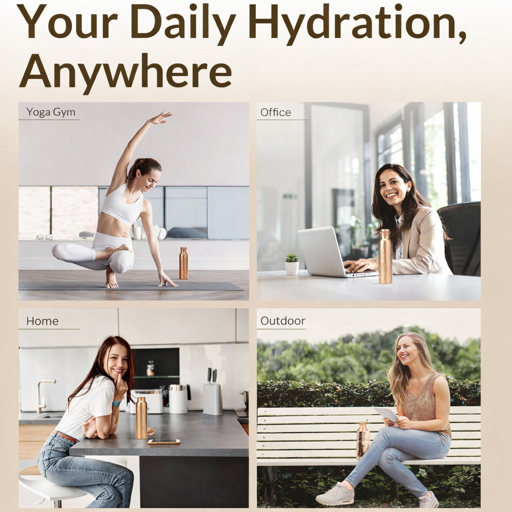 Premium Hammered Pure Copper Drinkware Set with Jug, Bottle & 4 Glasses