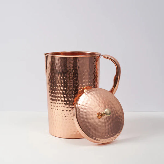 Premium Pure Copper Water Jug (2L) – Handcrafted Hammered Finish
