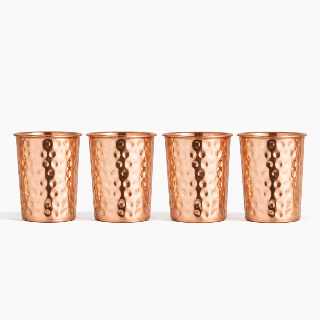 Premium Hammered Pure Copper Drinkware Set with Jug, Bottle & 4 Glasses