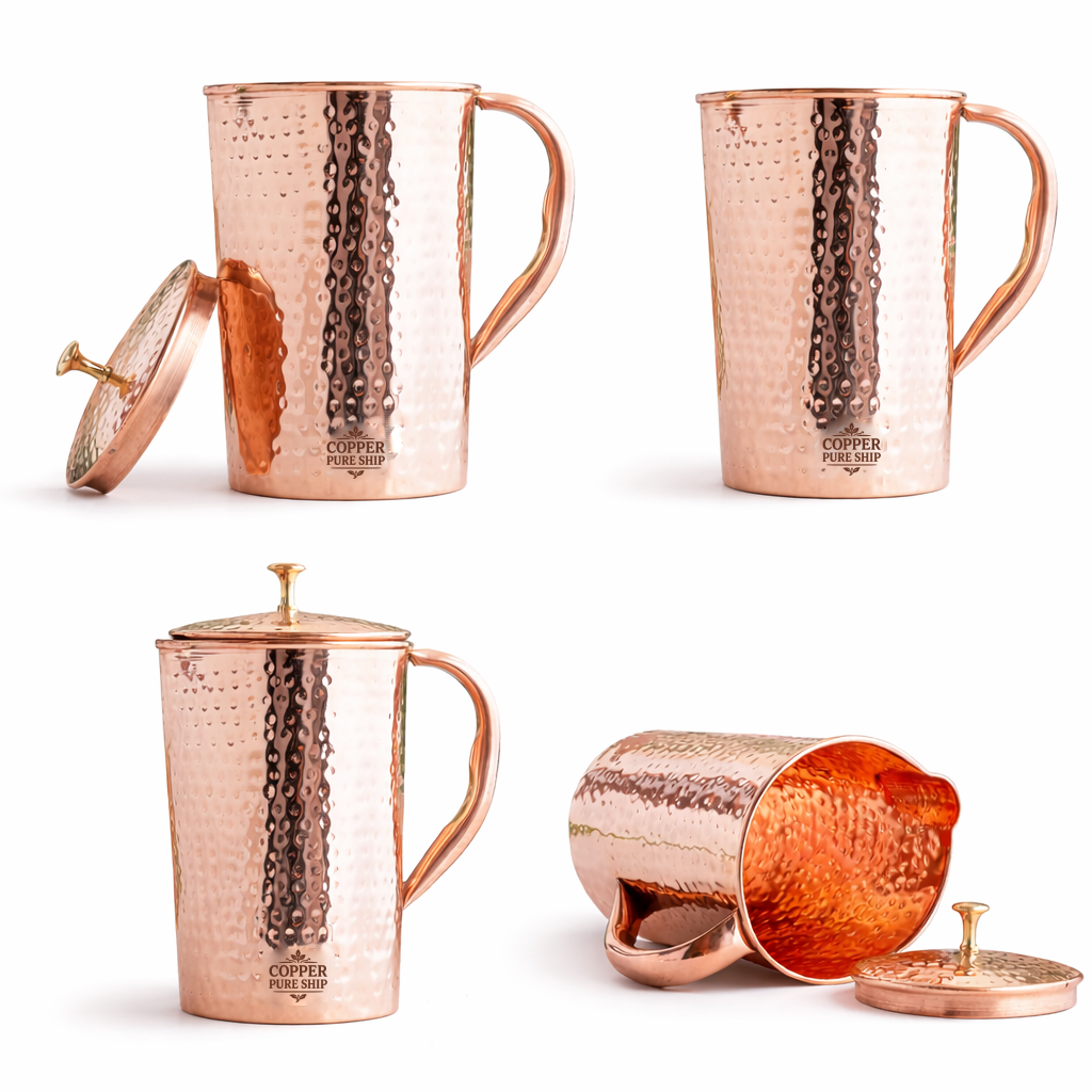 Hand-Hammered Copper Water Jug – 1.5L | CopperPureShip