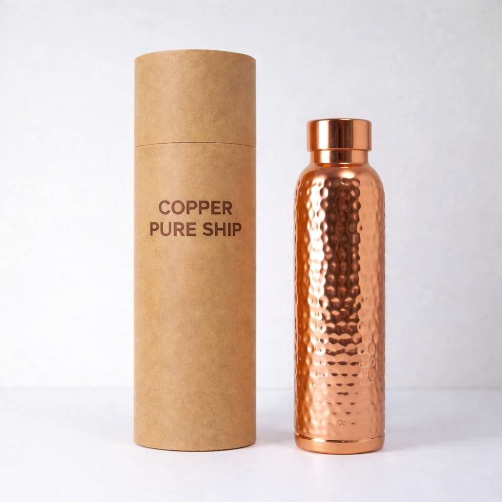 Hand-Hammered Pure Copper Bottle (1L, Pack of 1) | CopperPureShip
