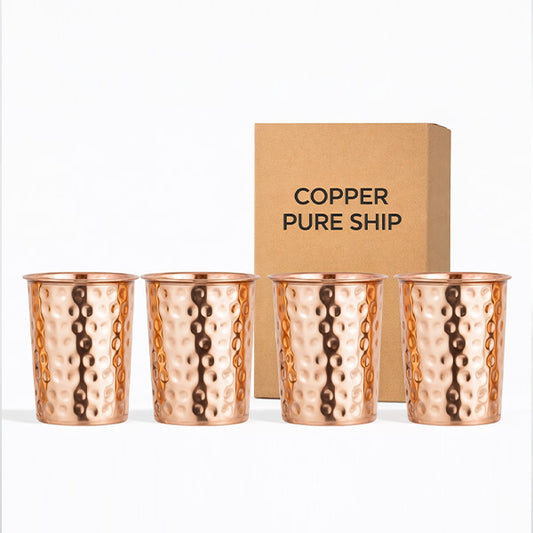 Premium Hammered Copper Glasses – Set of 4 for Healthy Living