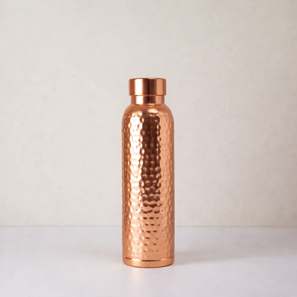 Hand-Hammered Pure Copper Bottle (1L, Pack of 1) | CopperPureShip