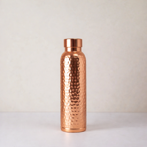 Hand-Hammered Pure Copper Bottle (1L, Pack of 1) | CopperPureShip