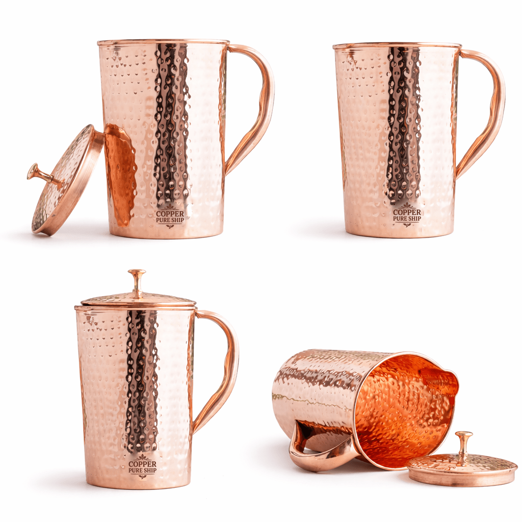 Hand-Hammered Copper Water Jug – 1.2L | CopperPureShip - Copperpureship