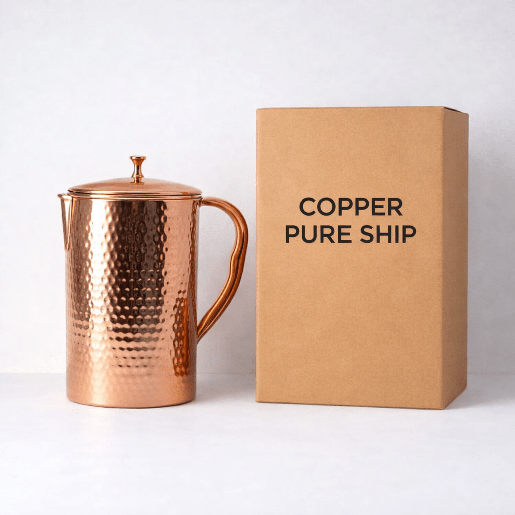 Hand-Hammered Copper Water Jug – 1.2L | CopperPureShip - Copperpureship