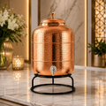 Premium Hand-Hammered 5 Liter 99.99% Pure Copper Water Dispenser with 4 Glasses – Luxury Drinking Set | CopperPureShip - Copperpureship
