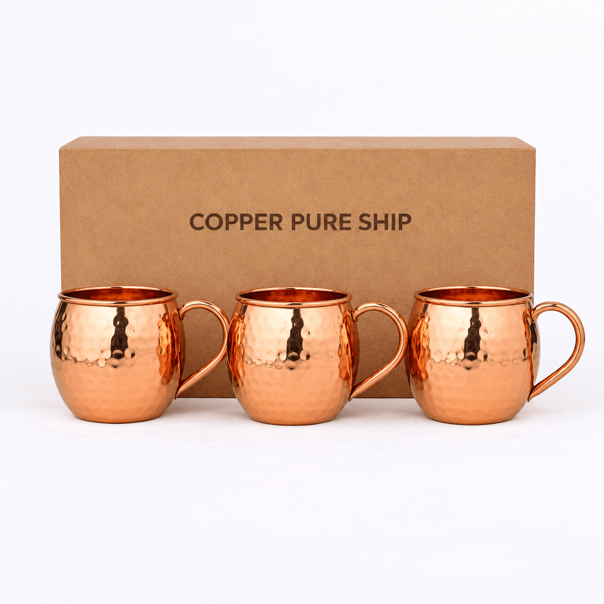 Premium Handcrafted 99.99% Pure Copper Moscow Mule Mug Set – Set of 3 | CopperPureShip - Copperpureship